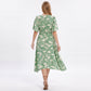 Floral Print Flutter Sleeve Smocked Waist Midi Dress