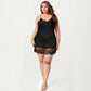 Plus Size Satin Chemise Lace Trim V Neck Sleep Dress Adjustable Strap Slip Nightgown