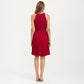 Sleeveless Halter Midi Dress with Pleated Skirt and Waist Tie
