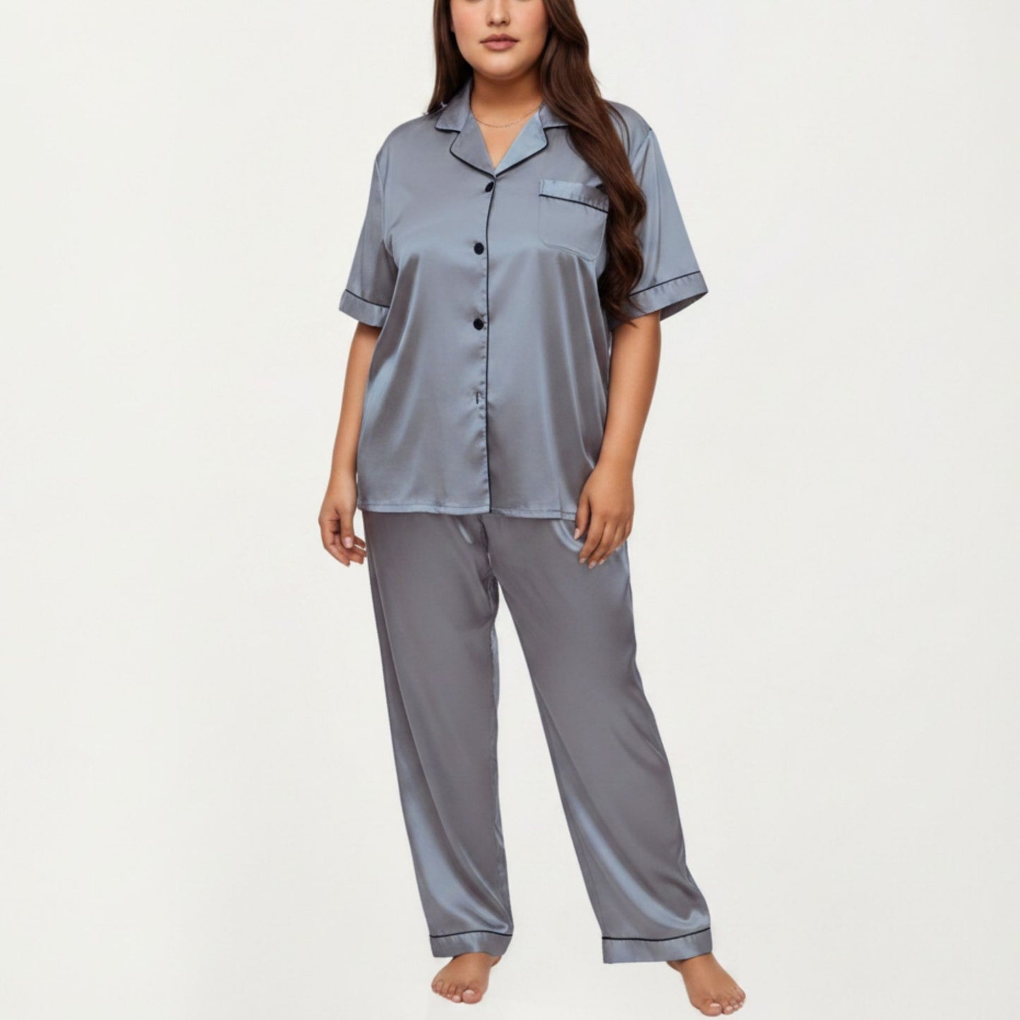 Plus Size 2-Piece Floral Kimono Robe Set with Short Sleeve Open Front Longline Cover Up and Matching Inner Dress
