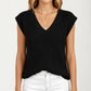 Sleeveless Knit Sweater Vest with V Neck Ribbed Trim Relaxed Fit Textured Pullover Top