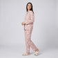 2-Piece Set Heart Print Button Front Pajama Top and Straight Leg Lounge Pants