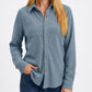 Textured Button Front Long Sleeve Shirt with Chest Pocket