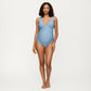 Maternity Ribbed One-Piece Swimsuit with Plunge Neckline and Side Gathering