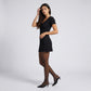 Short Sleeve Rib Knit Mini Dress with Button Front and Scoop Neck