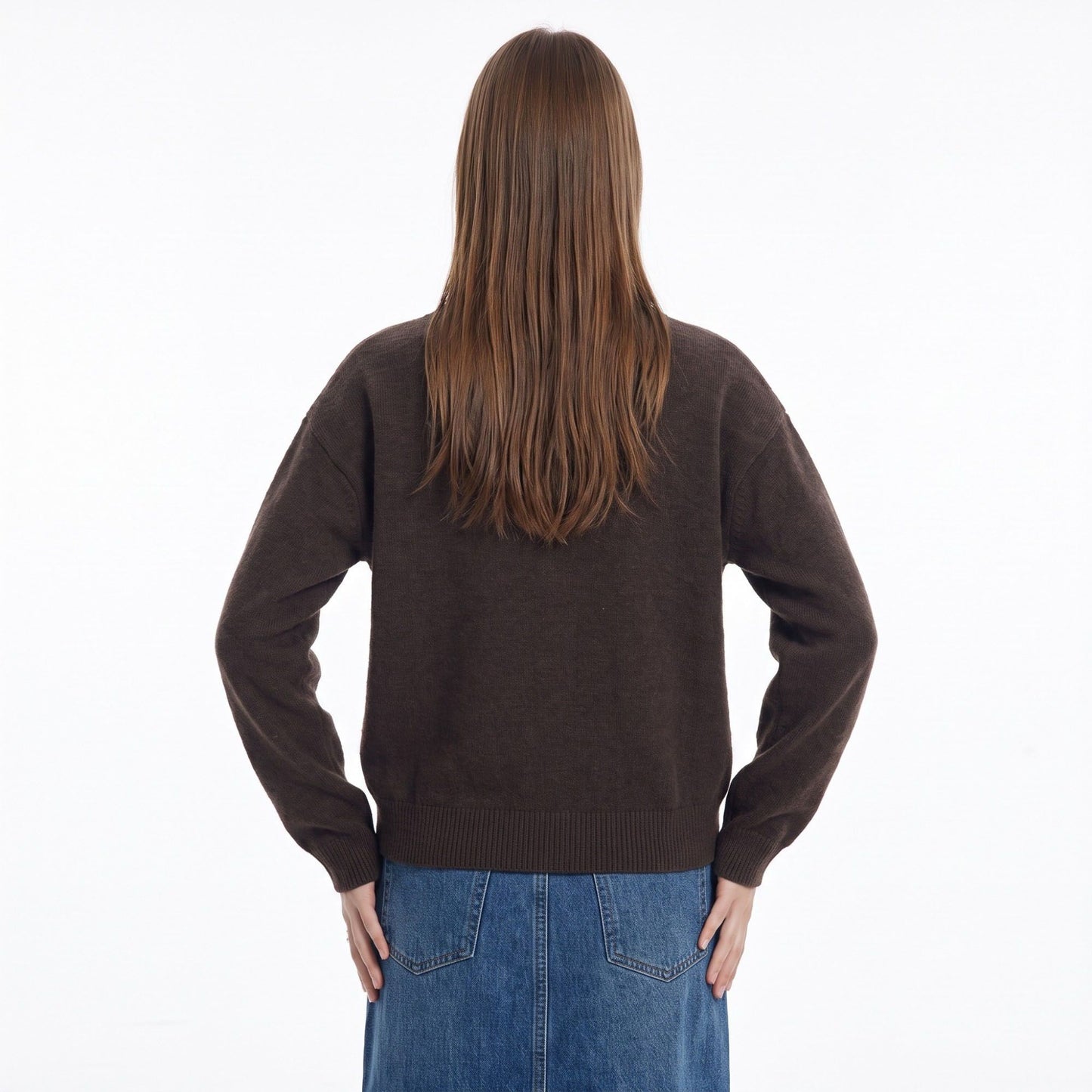 Soft Knit Crewneck Button Front Cardigan with Pockets