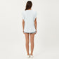 Short Sleeve Top with Flutter Ruffle Sleeves and Split V Neck Relaxed Fit Casual Shirt