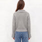 Cable Knit Collared Sweater with Flared Cuffs