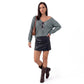 V-Neck Open-Back Tie Long Sleeve Knit Sweater