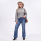 Plus Size Mock Neck Cable Knit Bell Sleeve Sweater