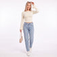 Ribbed Boat Neck Bell Sleeve Crop Top