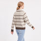 Striped Collared Button-Front Cardigan Sweater