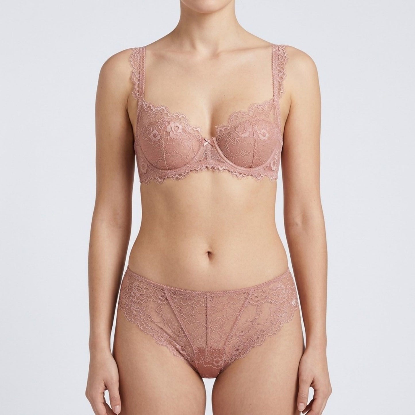 2 Piece Floral Lace Underwire Bra and Panty Lingerie Set