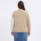 Plus Size Colorblock Mock Neck Asymmetrical Hem Sweater