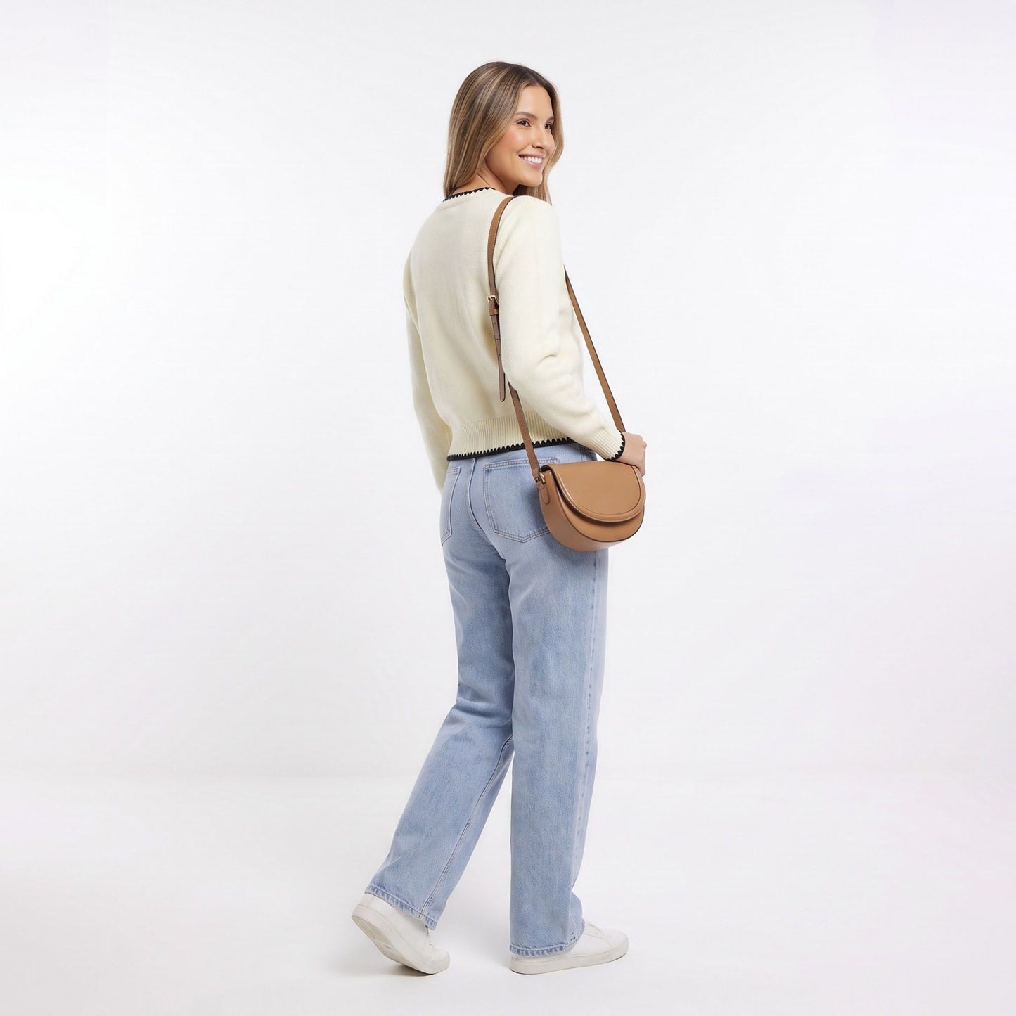 Contrast Scallop Trim V Neck Button Front Cardigan Sweater