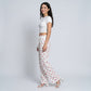 Heart Print Wide Leg Lounge Pants Elastic Drawstring Waist Casual Trousers with Pockets