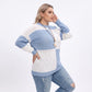 Plus Size Colorblock Pointelle Crewneck Sweater