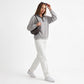Contrast Collar Henley Long Sleeve Relaxed Pullover Sweatshirt