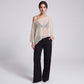 Sheer Polka Dot Asymmetrical Poncho Blouse with Off Shoulder Neckline Flowy Fit and Three Quarter Sleeves