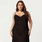 Plus Size Satin Slip Nightgown with Adjustable Spaghetti Straps Midi Length Relaxed Fit Sleepwear Dress