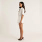 Eyelet Romper Button Front Short Sleeve Tie Waist Lightweight Casual One Piece