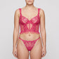 Floral Lace Mesh Underwire Bustier and Matching Panty Two Piece Lingerie Set