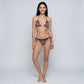 2-Piece Animal Print Triangle Bikini Swimsuit with Halter Tie Top Shimmer Trim and Side Tie Bottoms