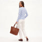 Striped Pointelle Knit Boat Neck Long Sleeve Sweater