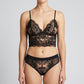 Floral Lace Longline Bralette and Matching Panty Two Piece Lingerie Set