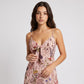 Floral Print Tie Front Maxi Dress with Spaghetti Straps and Flowy Skirt