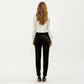 Long Sleeve Blouse with Lace Trim Front and Puff Sleeve Cuffs