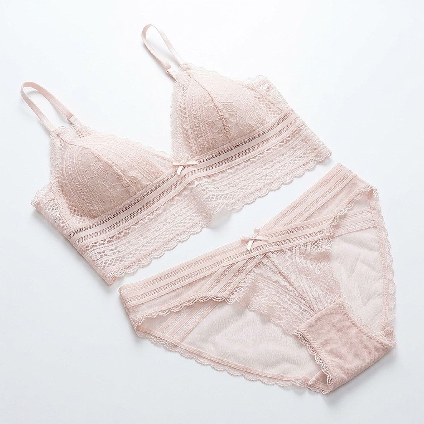 Lace Longline Bralette and Matching Panty Two Piece Lingerie Set