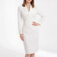 Long Sleeve Blazer Dress with Shawl Collar and Buttoned Waist