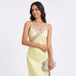 Satin Lace Trim Tie Back Slip Maxi Dress