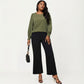 Plus Size Long Sleeve Keyhole Neck Pullover Blouse with Soft Draped Fabric and Relaxed Fit