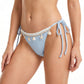 Ribbed Triangle Bikini Set with Shell Charm Details and Side Tie Bottoms