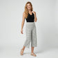 Foldover Waistband Striped Cropped Wide-Leg Trousers