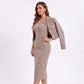 Houndstooth Cropped Blazer and Square Neck Midi Dress Two Piece Set
