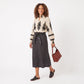Printed Button Front Blouse Ruffle Stand Collar Long Sleeve Relaxed Fit Top