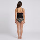 2 Piece Lace Tankini Top and Printed Bikini Bottom Set