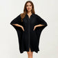 Button Front Swim Cover Up Shirt Dress Loose Lightweight Beach Kaftan