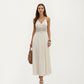 Sleeveless Maxi Dress with Lace Waist Detail Adjustable Straps Flowy Long Skirt Design
