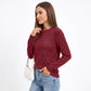 Textured Geometric Crew Neck Long Sleeve Knit Sweater