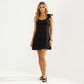 Sleeveless Swim Cover Up Dress with Tie Shoulder Straps and Ruffle Hem Detail