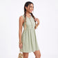 Button Front Mini Dress Sleeveless Babydoll A Line Dress