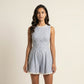 Gingham Romper Sleeveless Lace Trim Fit and Flare Lightweight Casual One Piece
