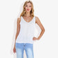 V-Neck Knit Tank Top With Eyelet Detail