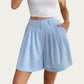 High Waist Pleated Shorts with Wide Leg Design Structured Waistband Lightweight Tailored Fit
