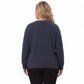 Plus Size Contrast Collar V-Neck Ribbed Sweater