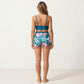 Maternity Floral Print Kimono Cover-Up with High-Waisted Swim Shorts and Tank Top 3-Piece Set